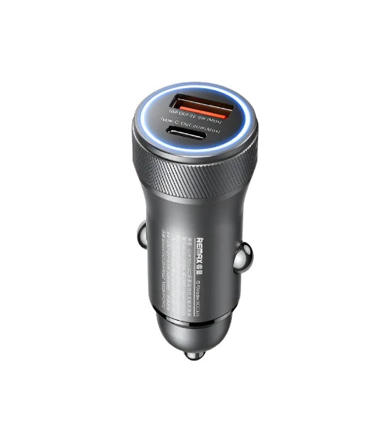 Remax Cybo Series Transparent Fast Car Charger with Digital Display Dual USB-C & USB-A 72W PD+QC